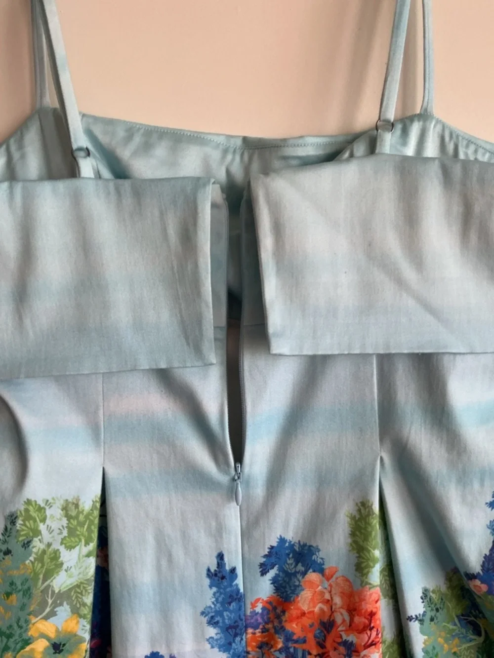 Anthropologie Landscape Floral Midi Dress Blue Fit & Flare Garden Artsy Size S - Picture 7 of 11